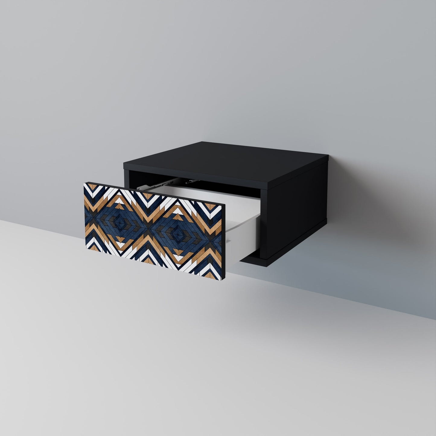 ARTFUL GEOMETRY Nightstand in Black Finish