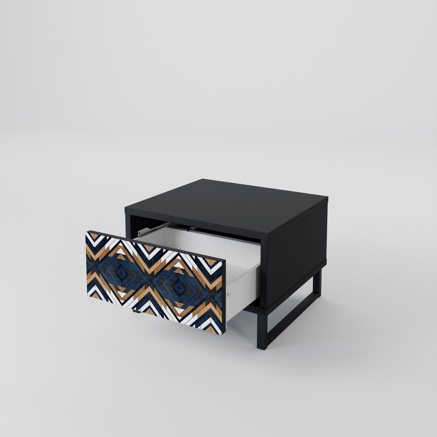 ARTFUL GEOMETRY Nightstand in Black Finish