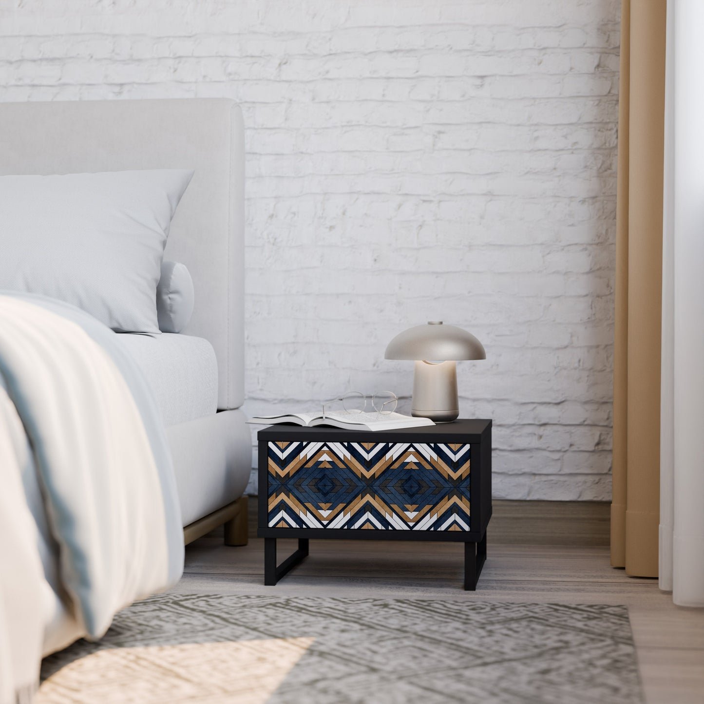 ARTFUL GEOMETRY Nightstand in Black Finish