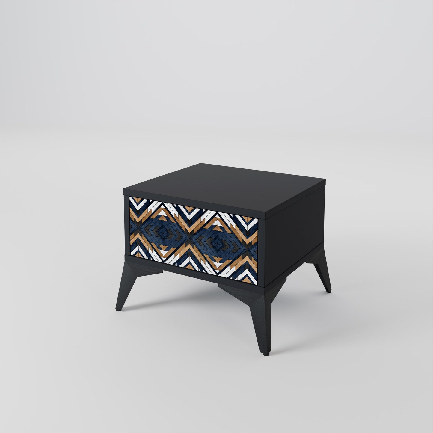 ARTFUL GEOMETRY Nightstand in Black Finish