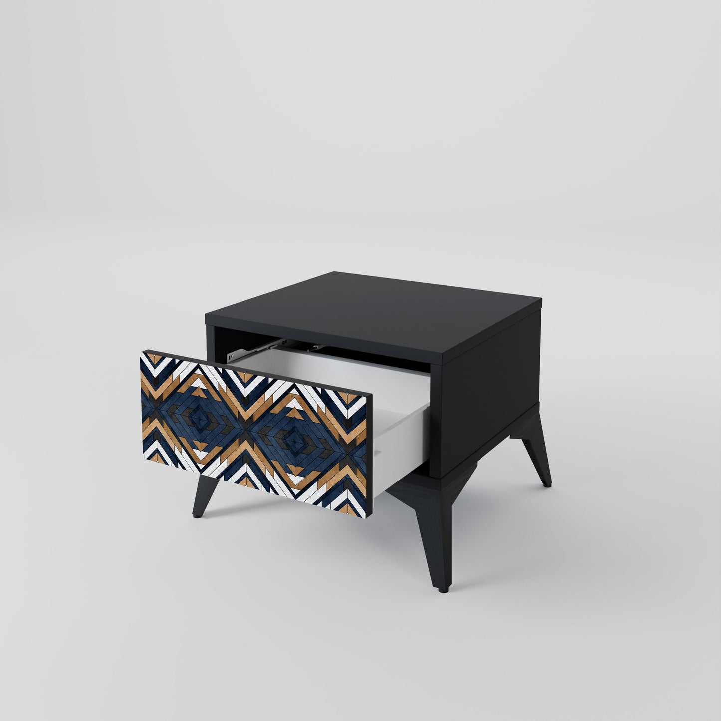 ARTFUL GEOMETRY Nightstand in Black Finish