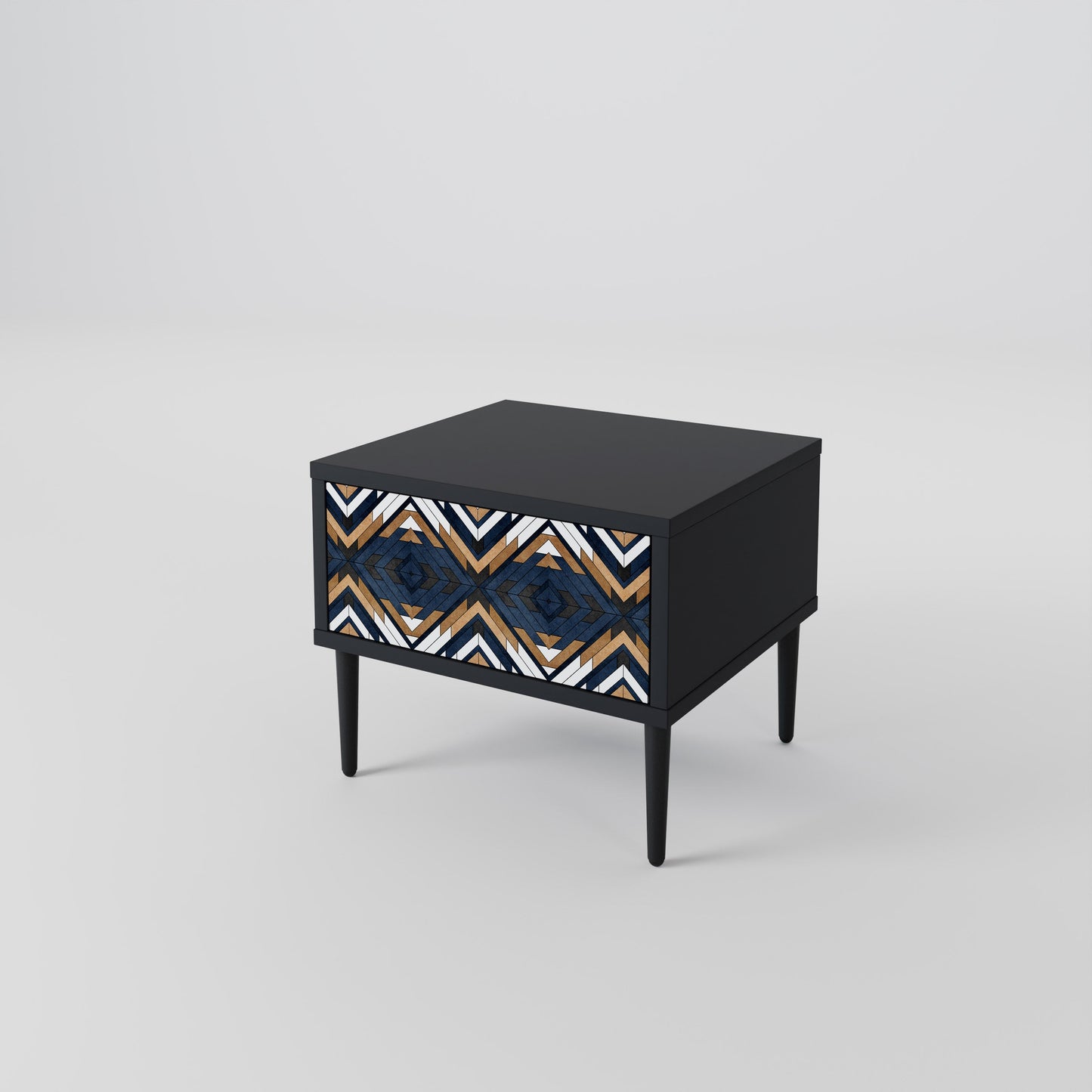 ARTFUL GEOMETRY Nightstand in Black Finish