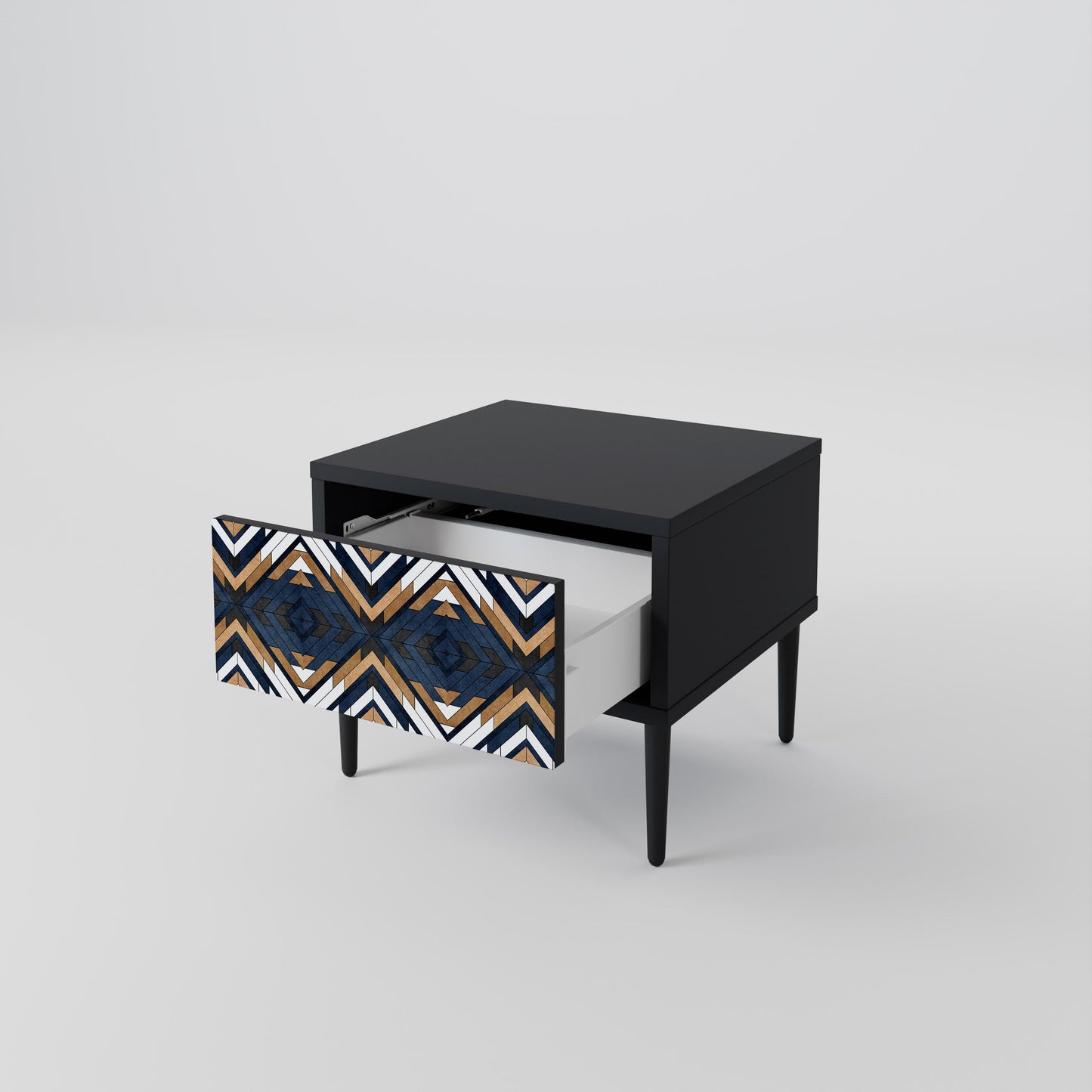 ARTFUL GEOMETRY Nightstand in Black Finish