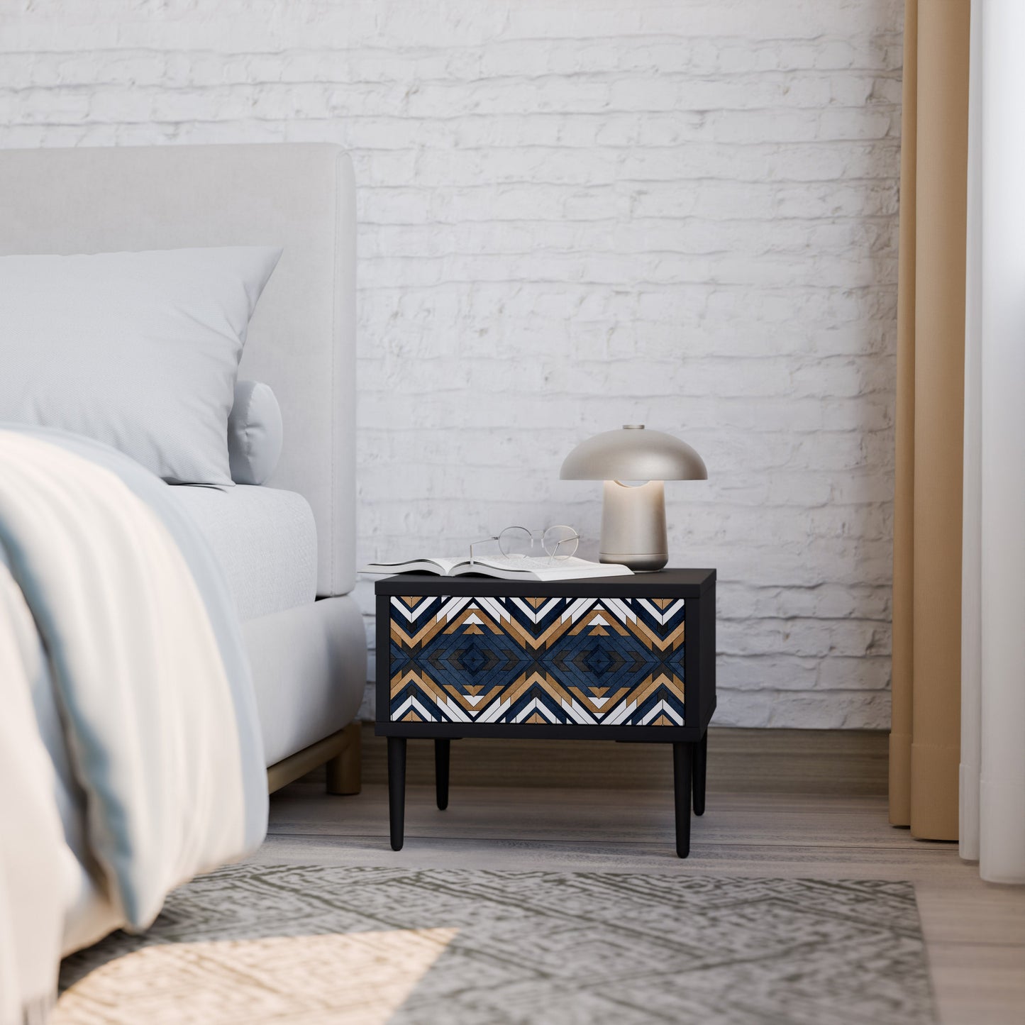 ARTFUL GEOMETRY Nightstand in Black Finish