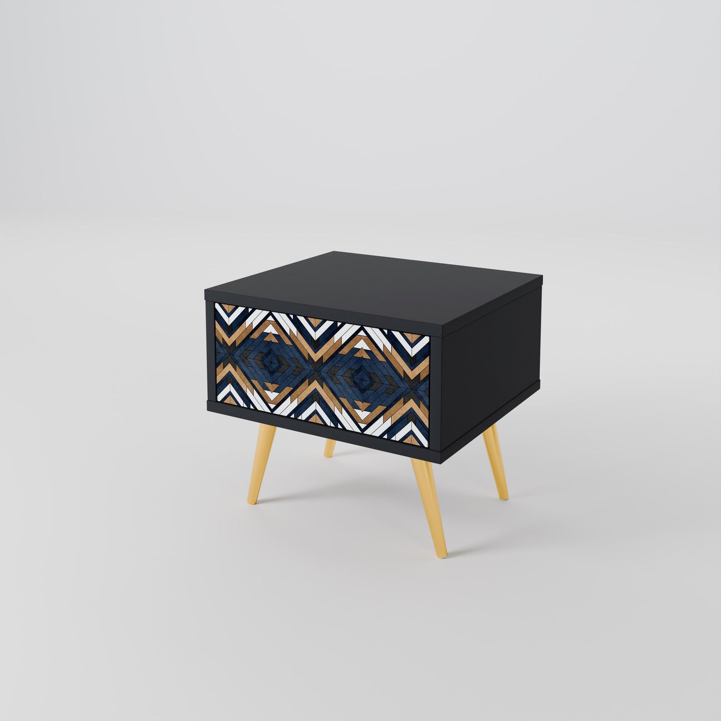 ARTFUL GEOMETRY Nightstand in Black Finish