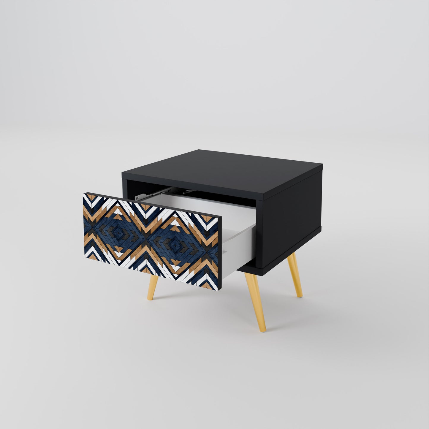 ARTFUL GEOMETRY Nightstand in Black Finish