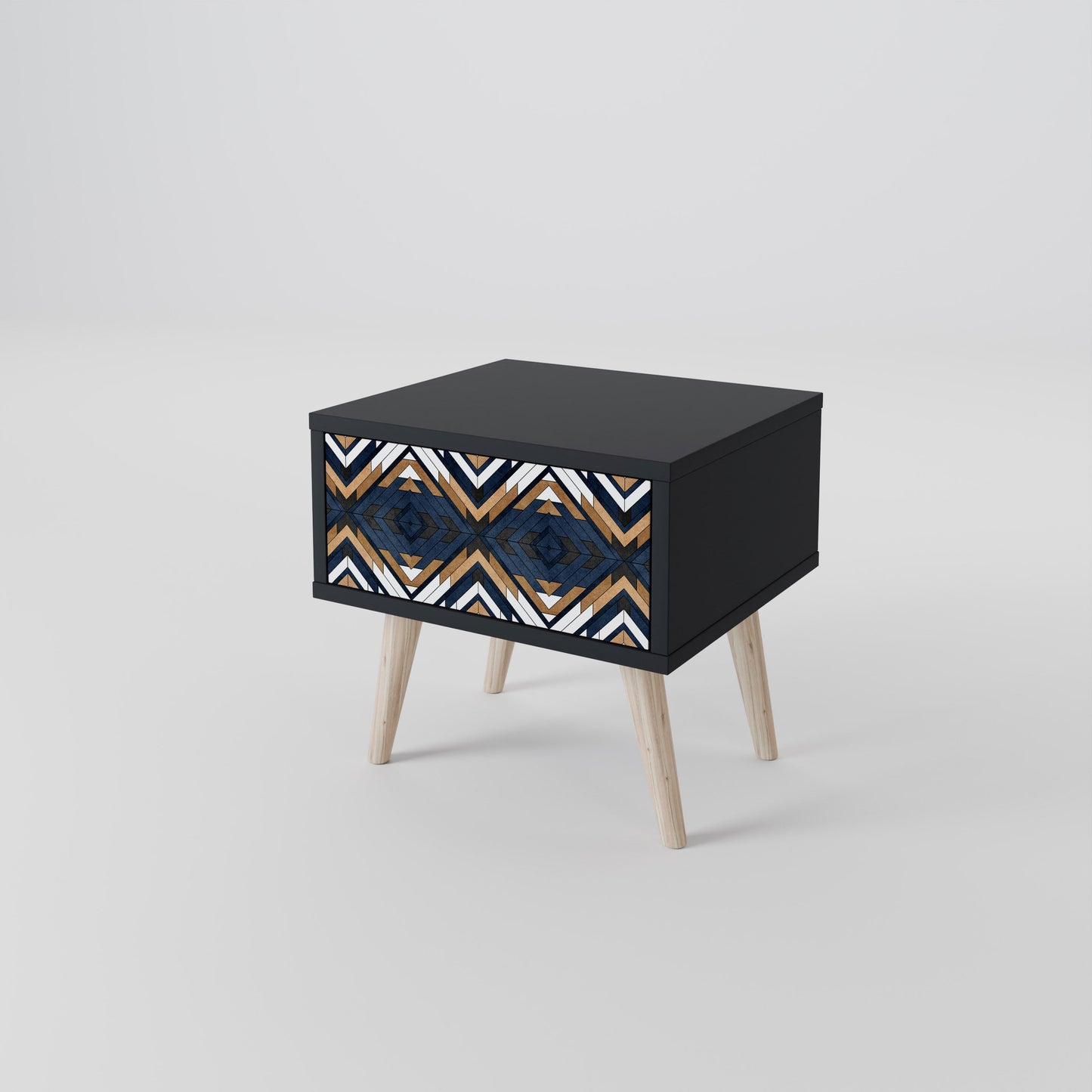 ARTFUL GEOMETRY Nightstand in Black Finish