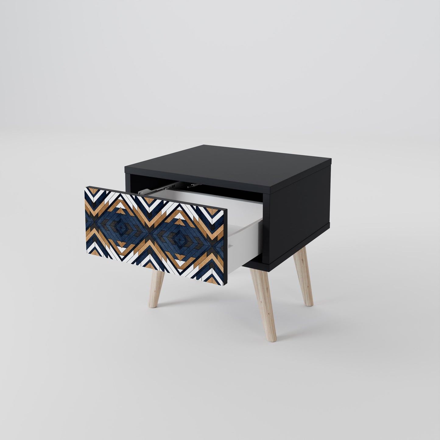 ARTFUL GEOMETRY Nightstand in Black Finish