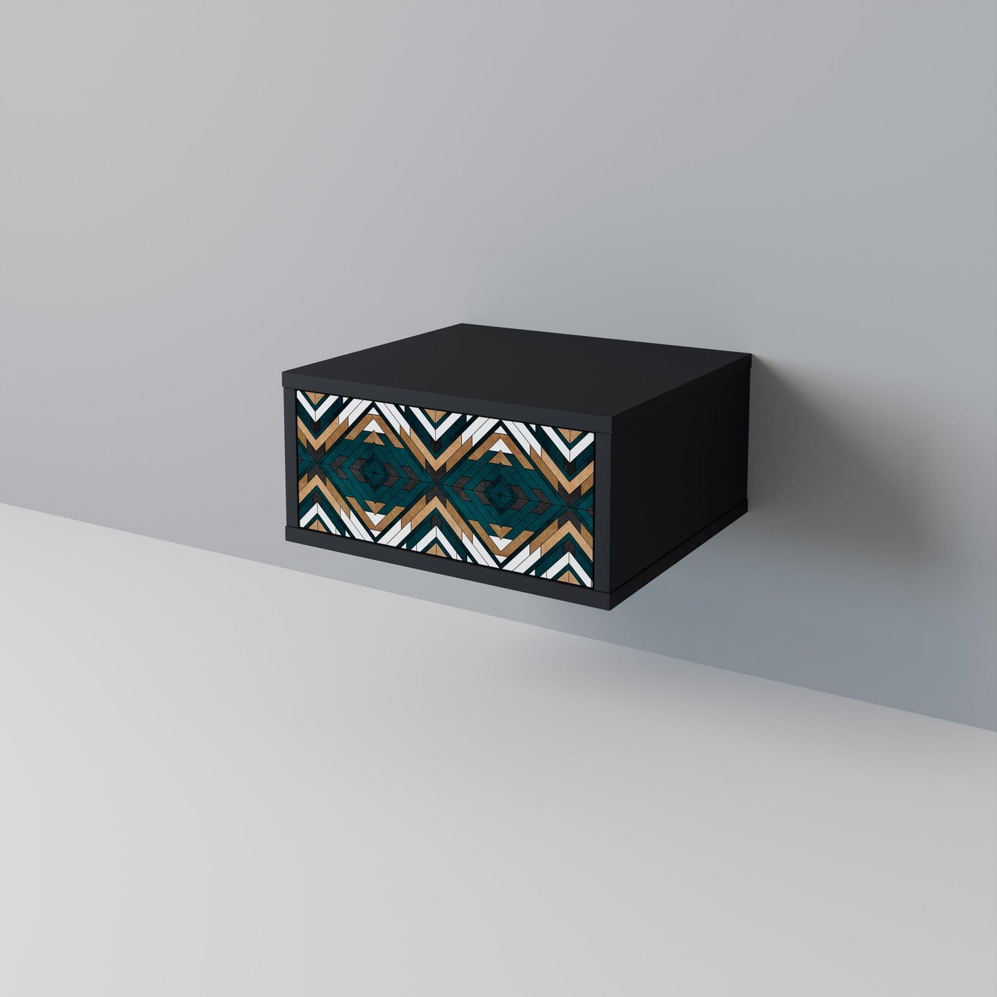 ARTISTIC GEOMETRY Nightstand in Black Finish