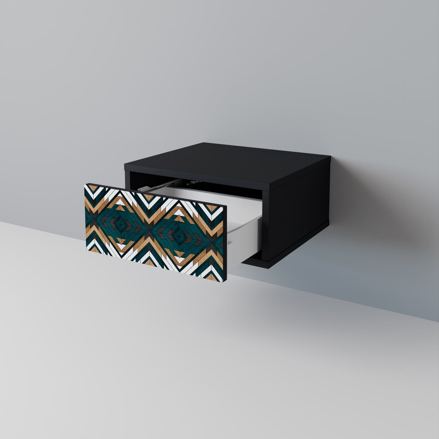 ARTISTIC GEOMETRY Nightstand in Black Finish