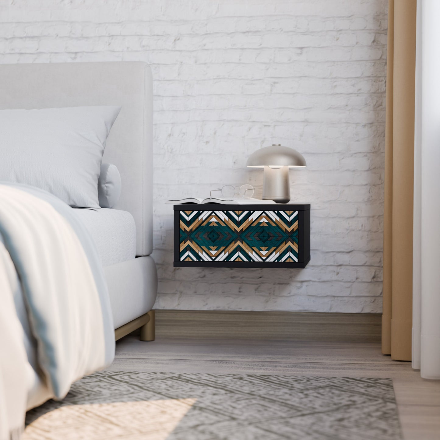 ARTISTIC GEOMETRY Nightstand in Black Finish