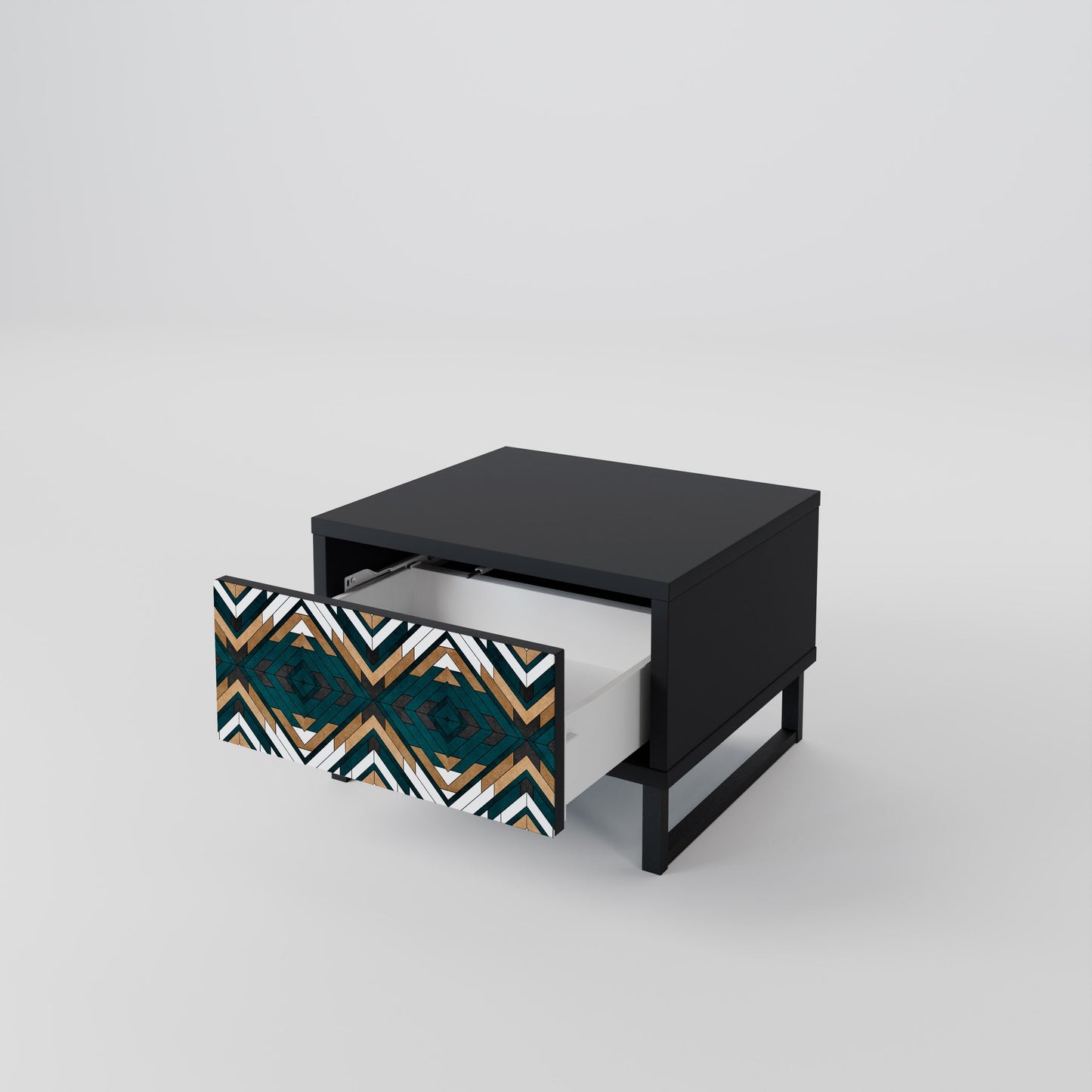 ARTISTIC GEOMETRY Nightstand in Black Finish