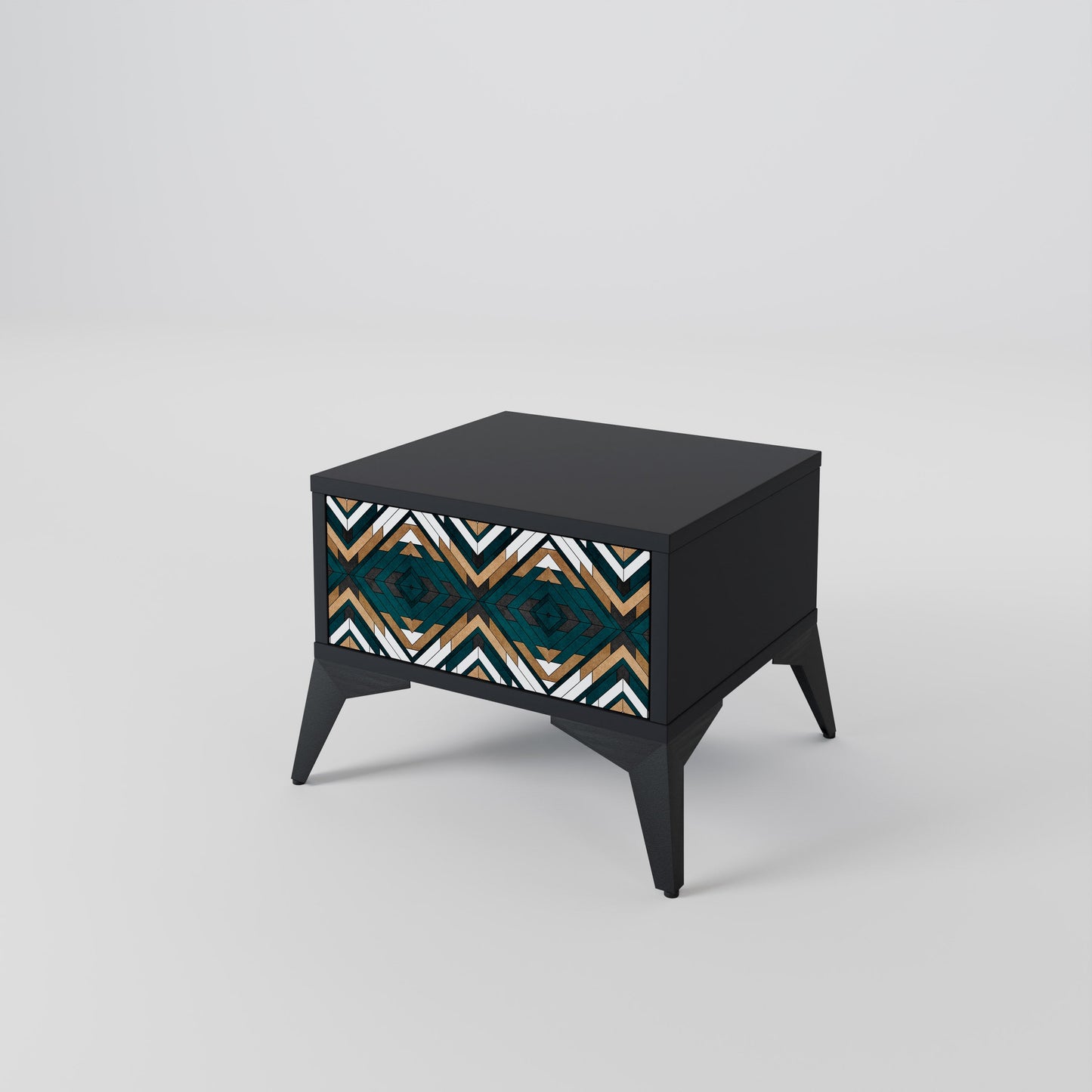 ARTISTIC GEOMETRY Nightstand in Black Finish