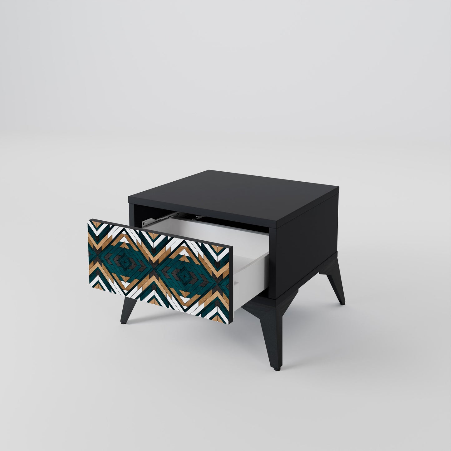 ARTISTIC GEOMETRY Nightstand in Black Finish