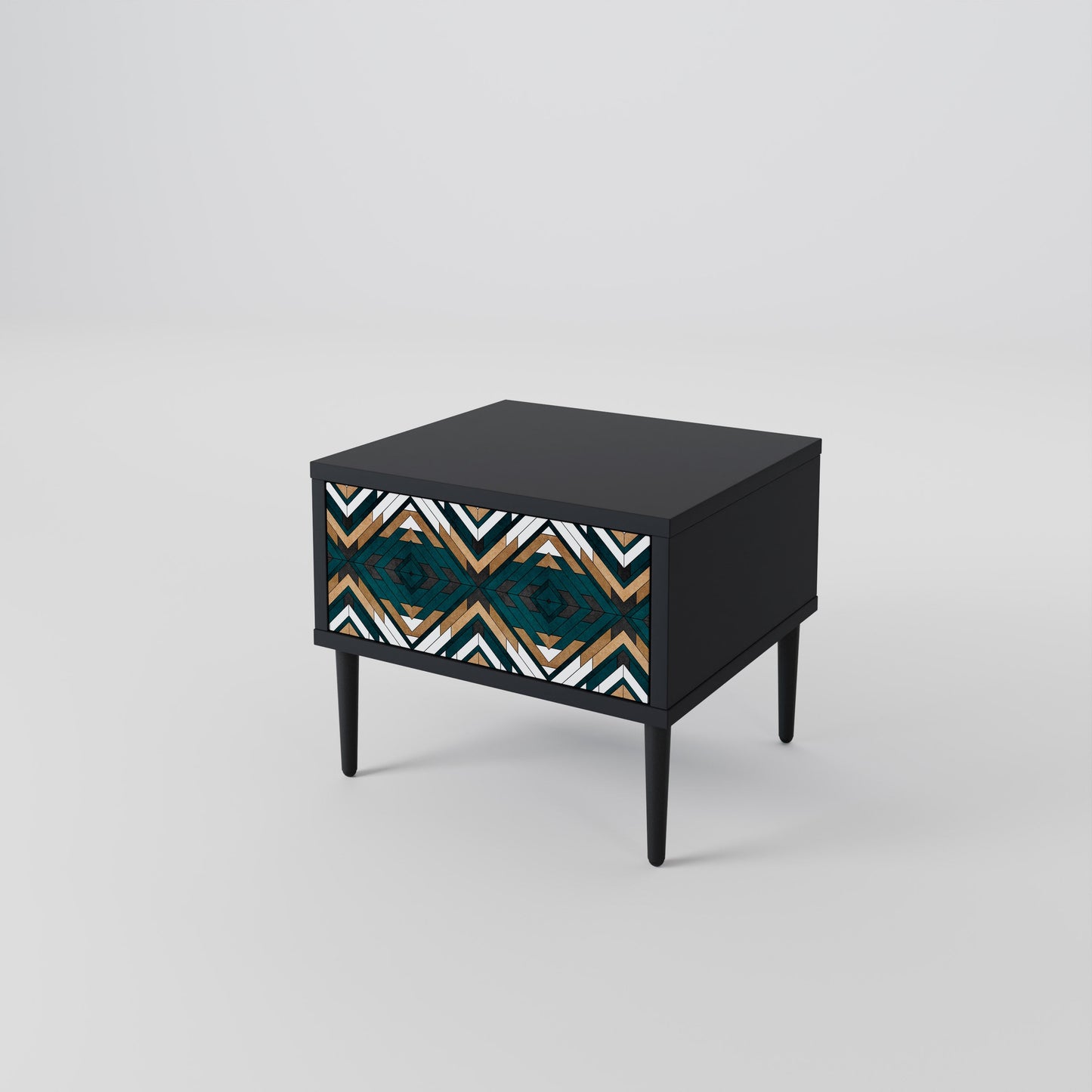 ARTISTIC GEOMETRY Nightstand in Black Finish