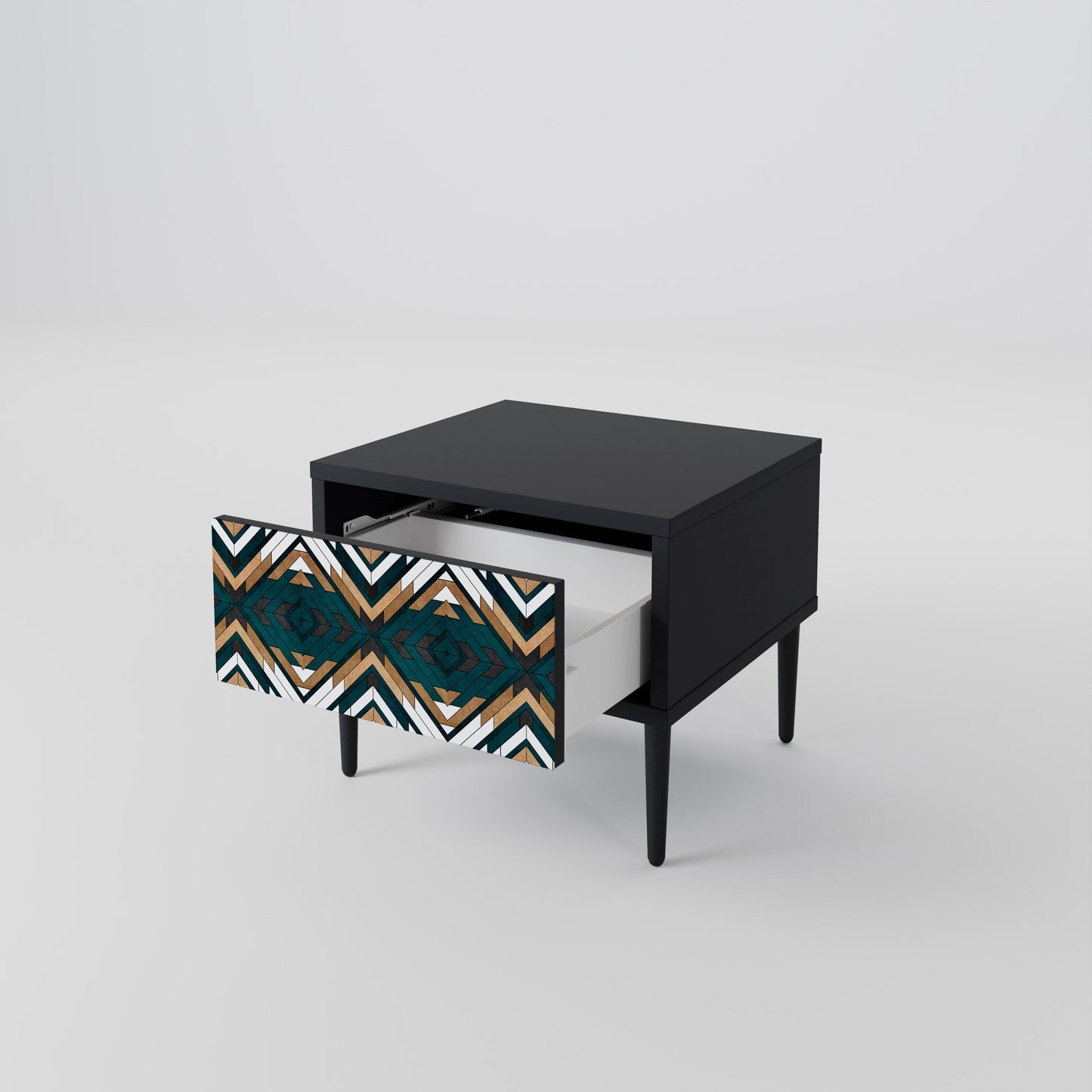 ARTISTIC GEOMETRY Nightstand in Black Finish
