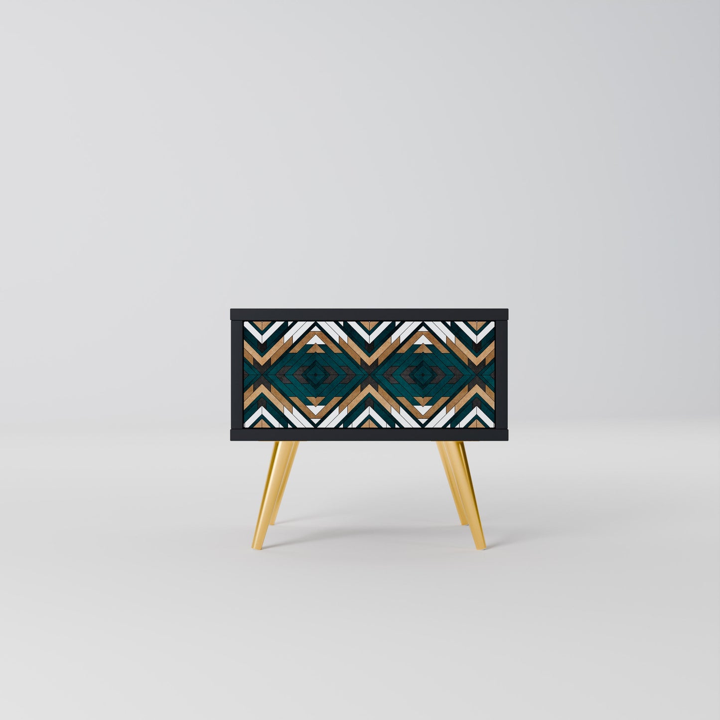 ARTISTIC GEOMETRY Nightstand in Black Finish