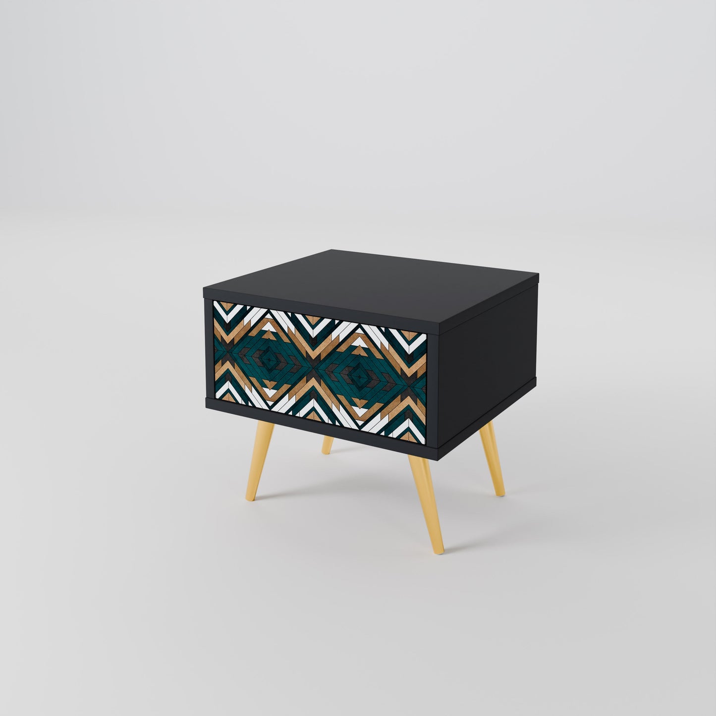 ARTISTIC GEOMETRY Nightstand in Black Finish