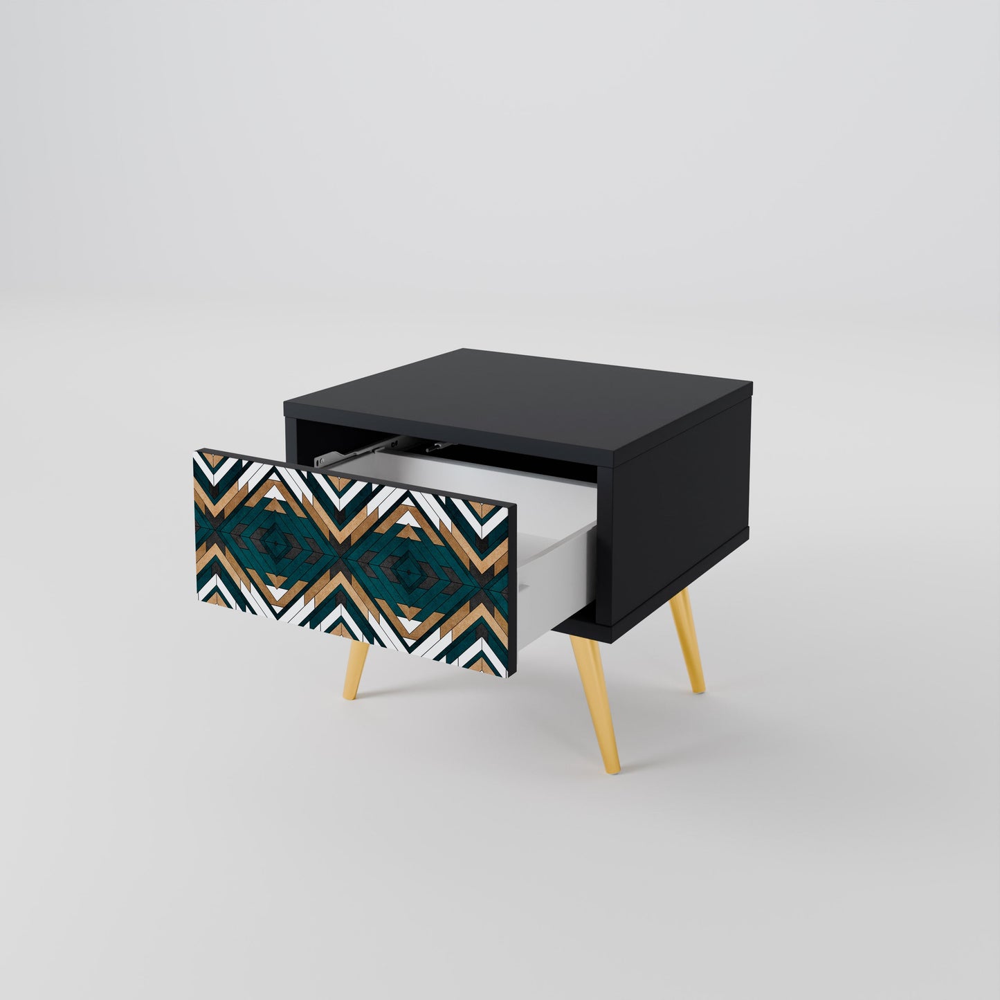 ARTISTIC GEOMETRY Nightstand in Black Finish