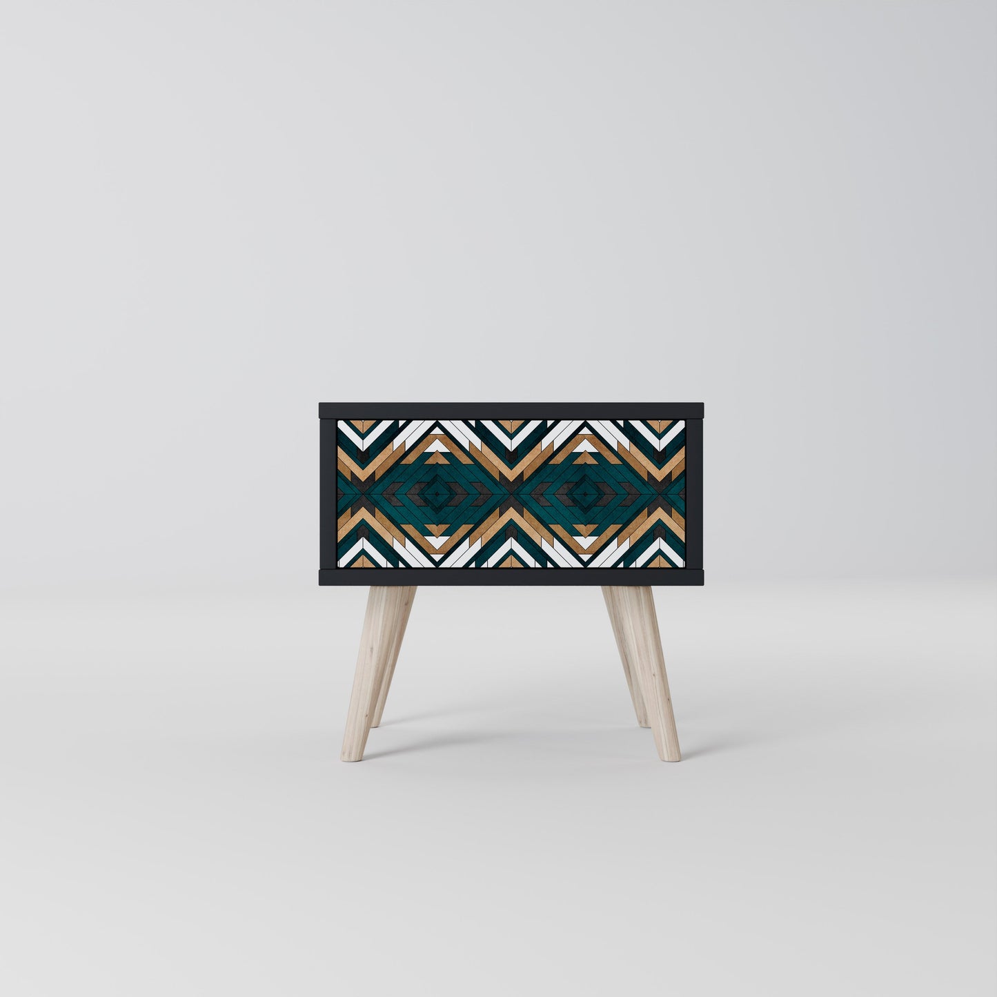 ARTISTIC GEOMETRY Nightstand in Black Finish