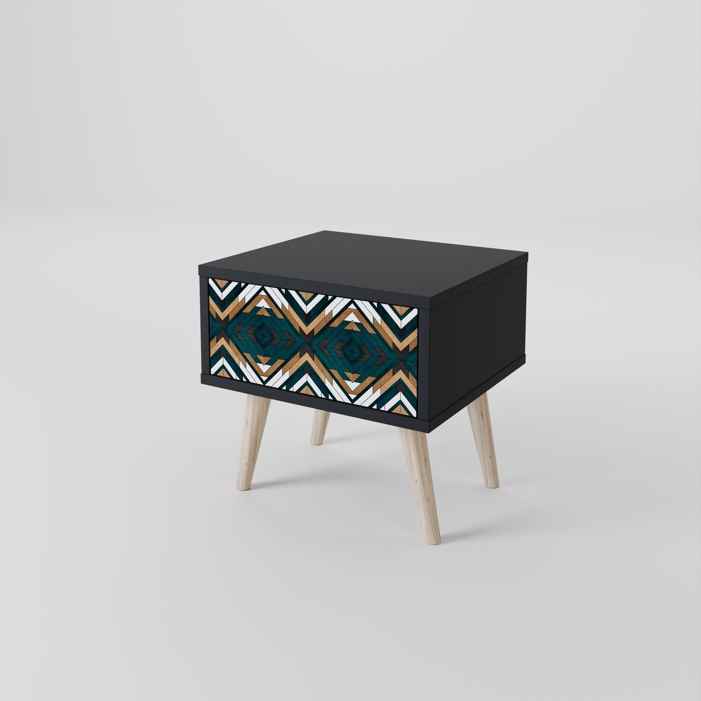 ARTISTIC GEOMETRY Nightstand in Black Finish