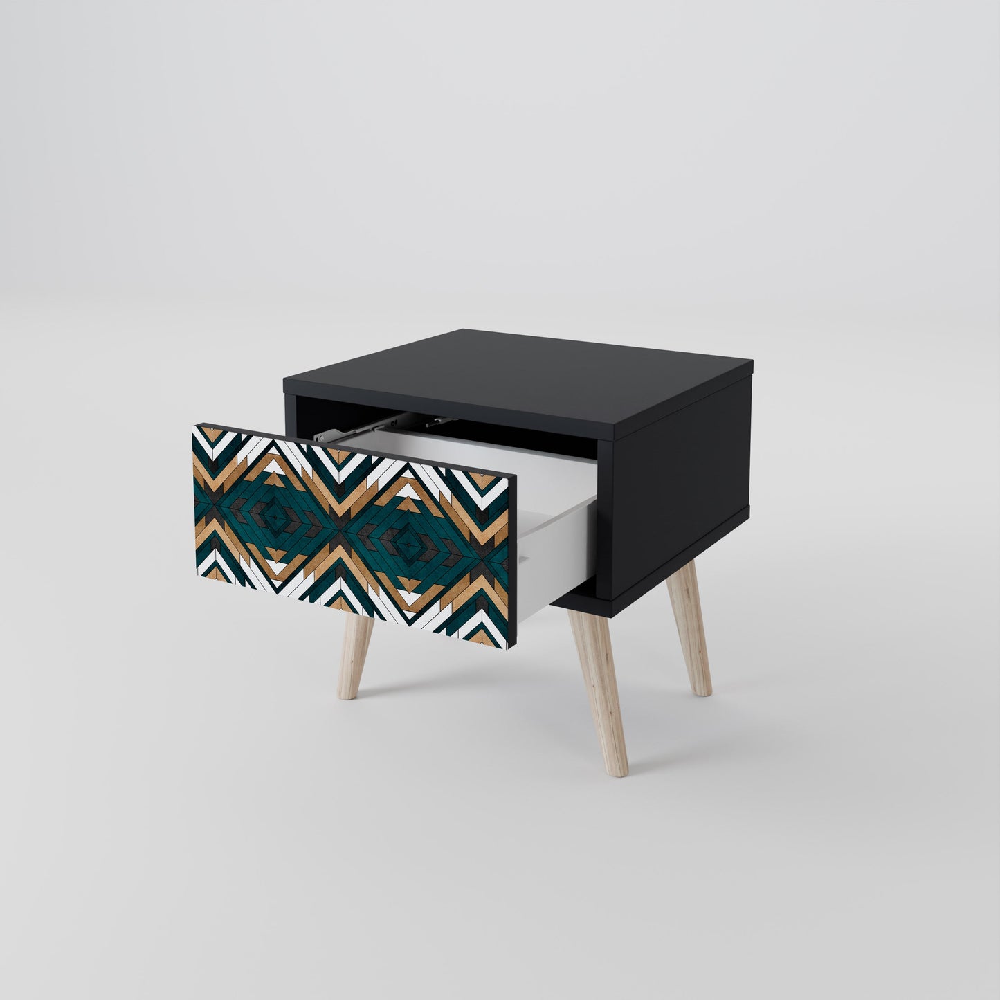 ARTISTIC GEOMETRY Nightstand in Black Finish