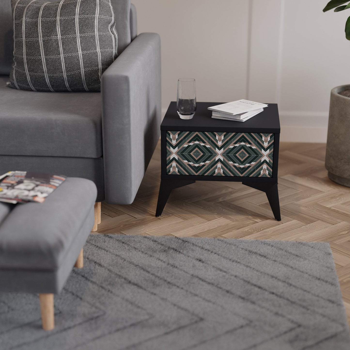 DIMENSION DELIGHTS Nightstand in Black Finish