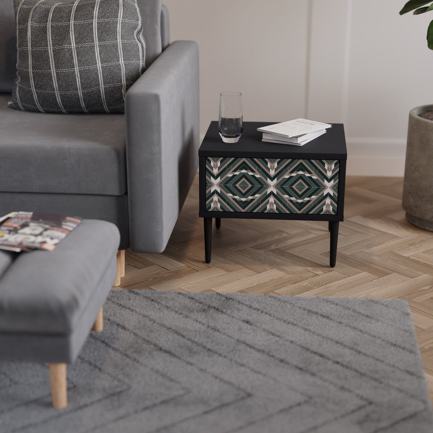 DIMENSION DELIGHTS Nightstand in Black Finish