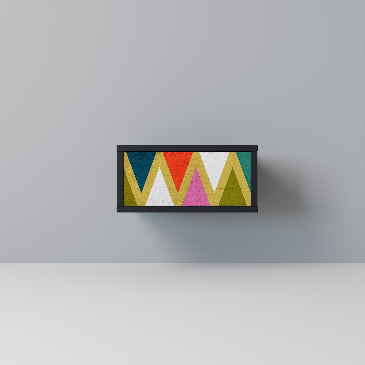 COLORFUL TRIANGLES Nightstand in Black Finish
