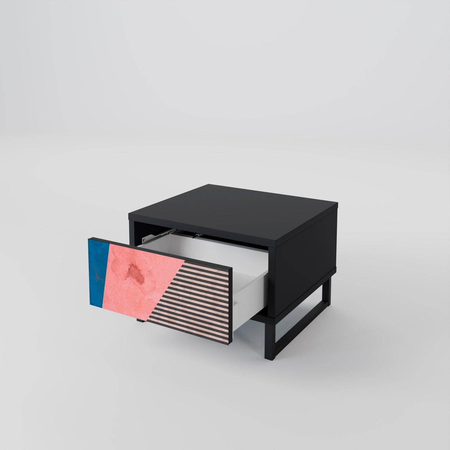 GLAMOROUS STRIPE Nightstand in Black Finish