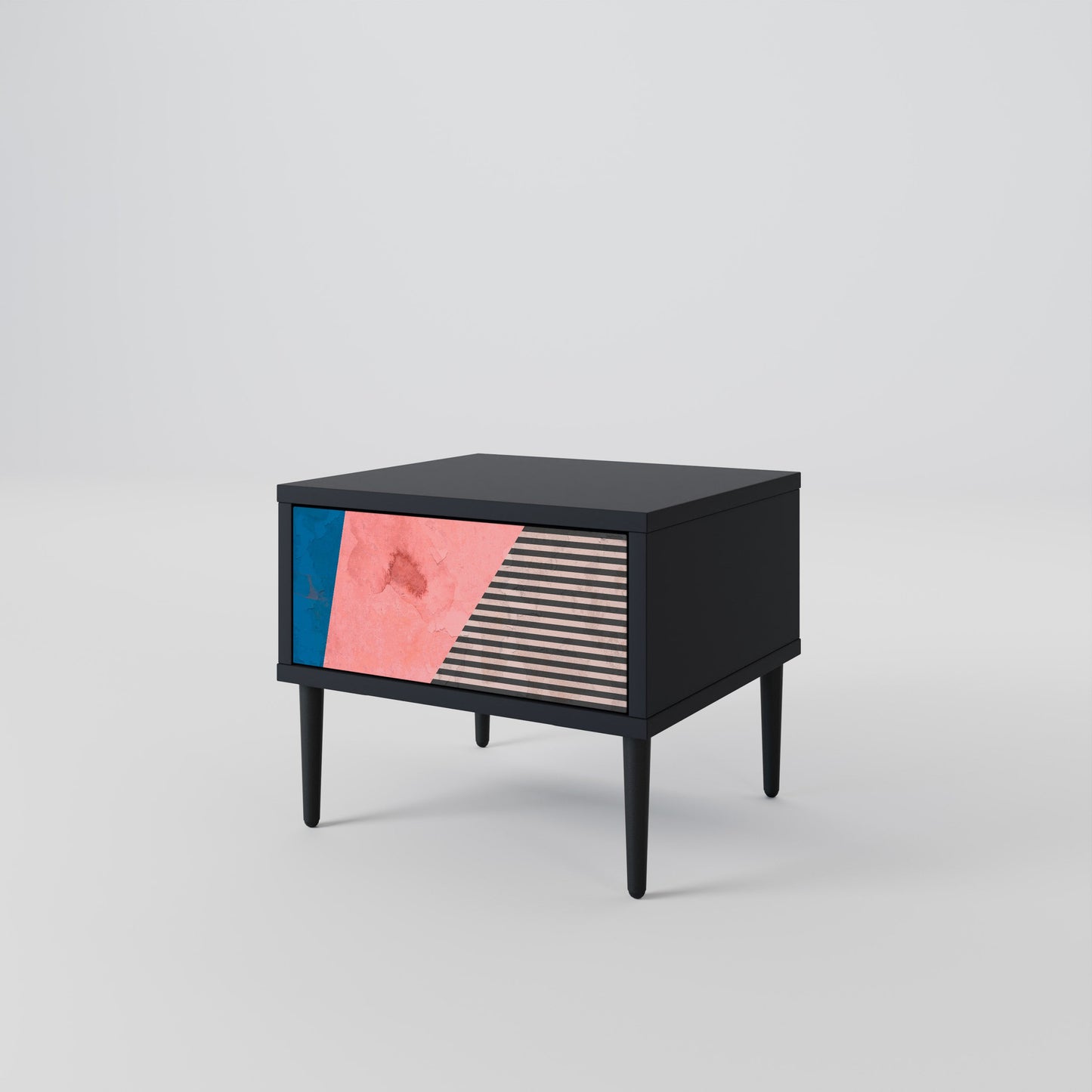 GLAMOROUS STRIPE Nightstand in Black Finish