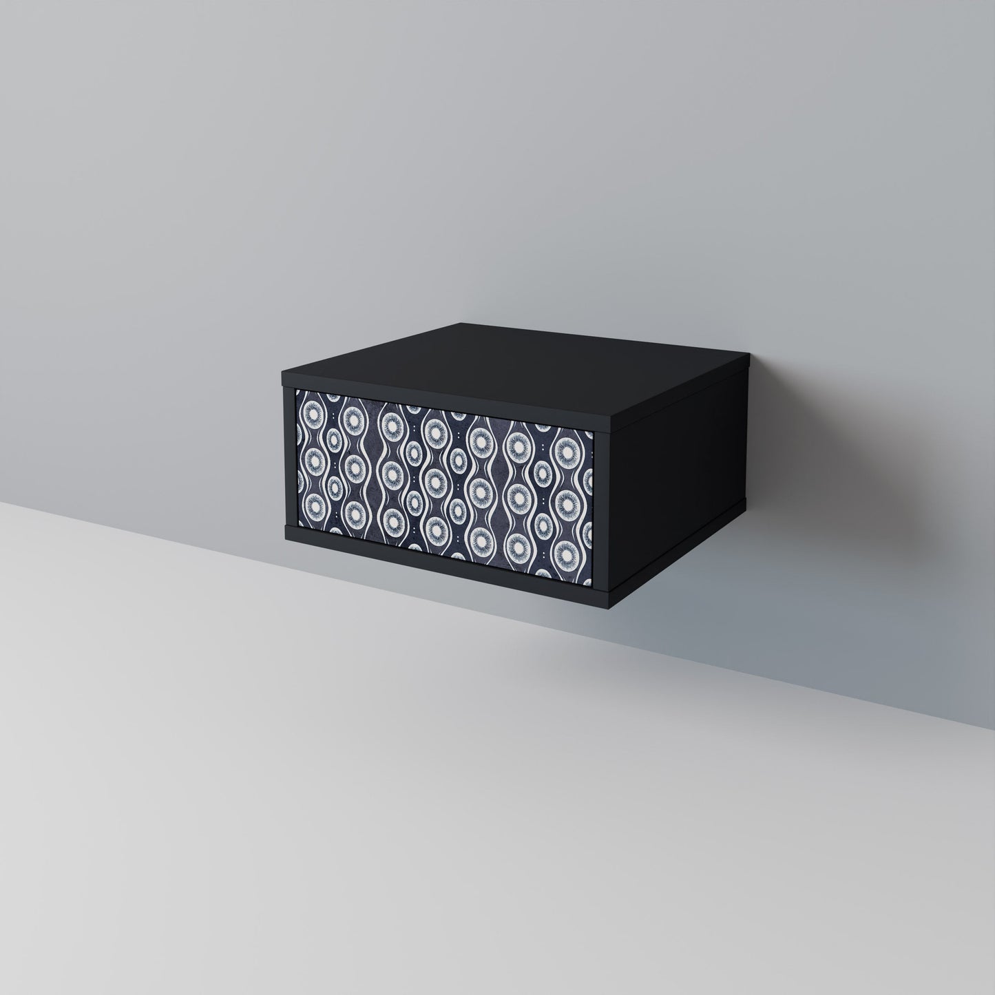 GRAPHITE EYES Nightstand in Black Finish