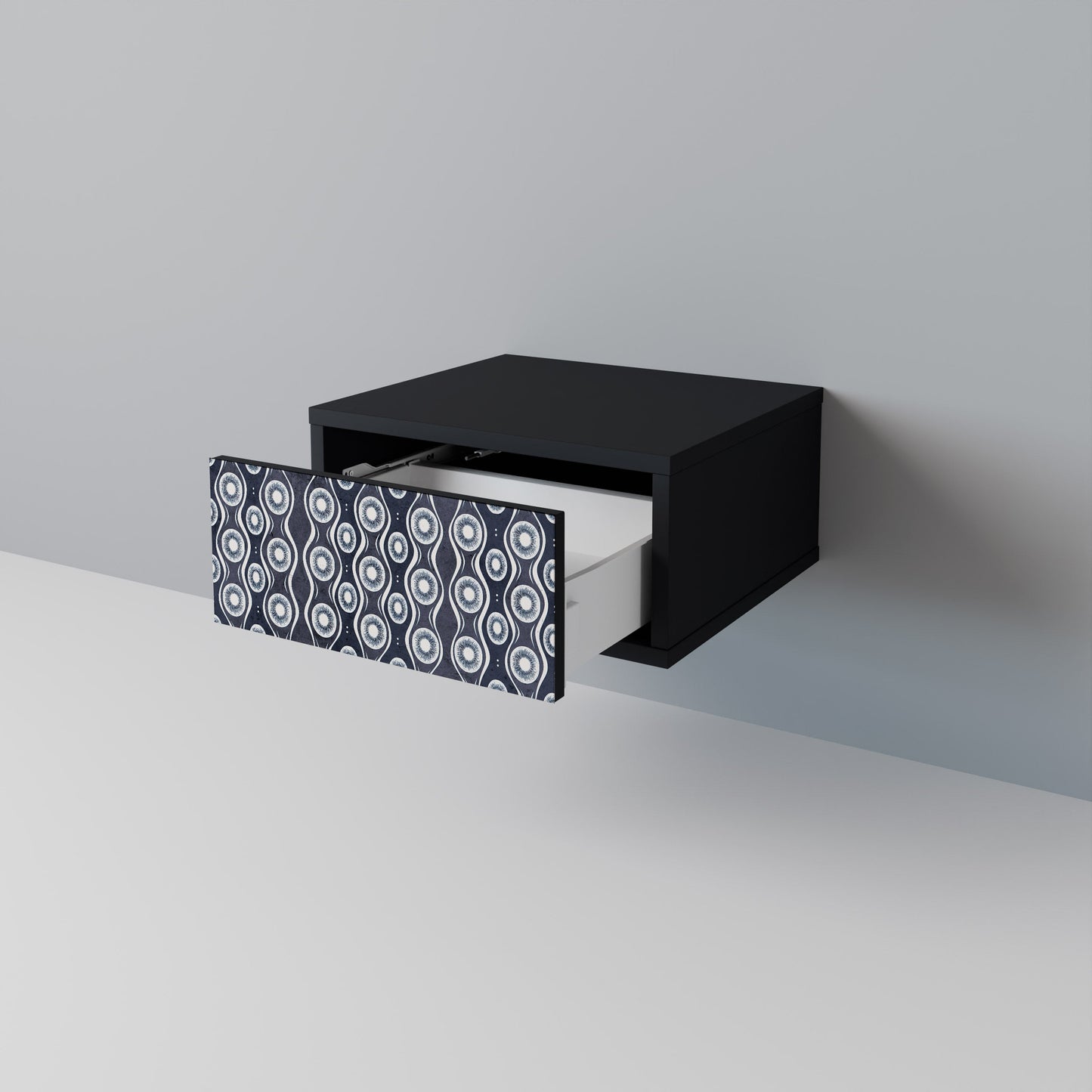 GRAPHITE EYES Nightstand in Black Finish