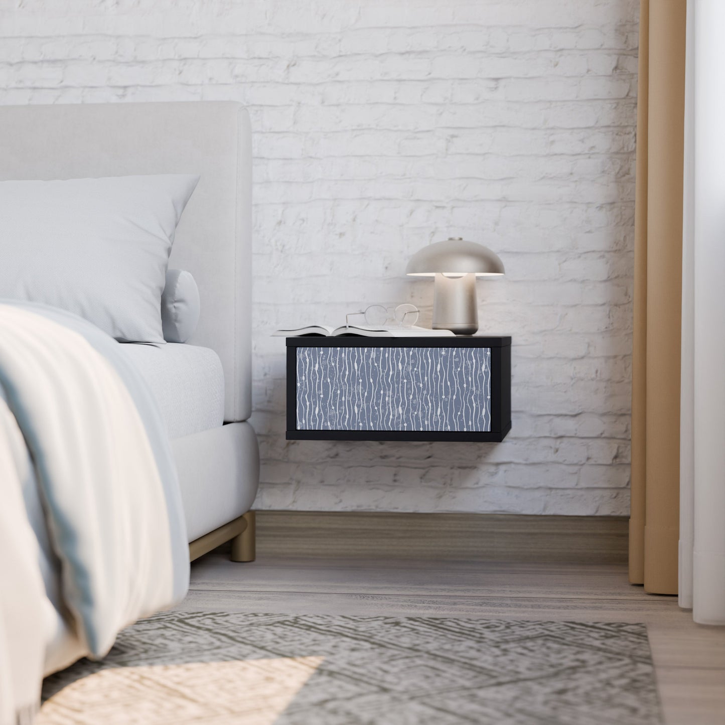 GRAPHITE RAIN Nightstand in Black Finish