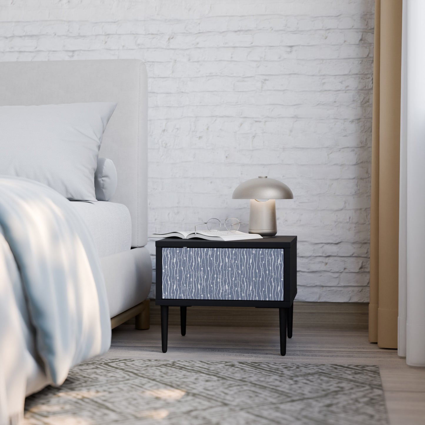 GRAPHITE RAIN Nightstand in Black Finish