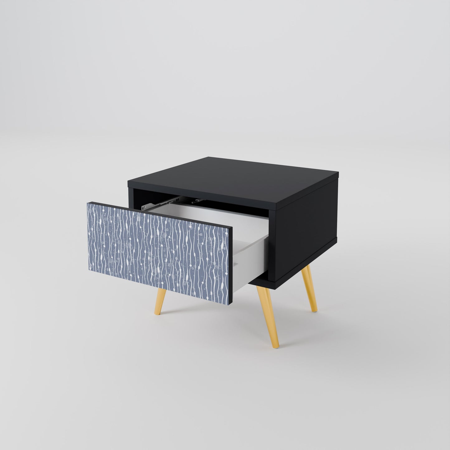 GRAPHITE RAIN Nightstand in Black Finish