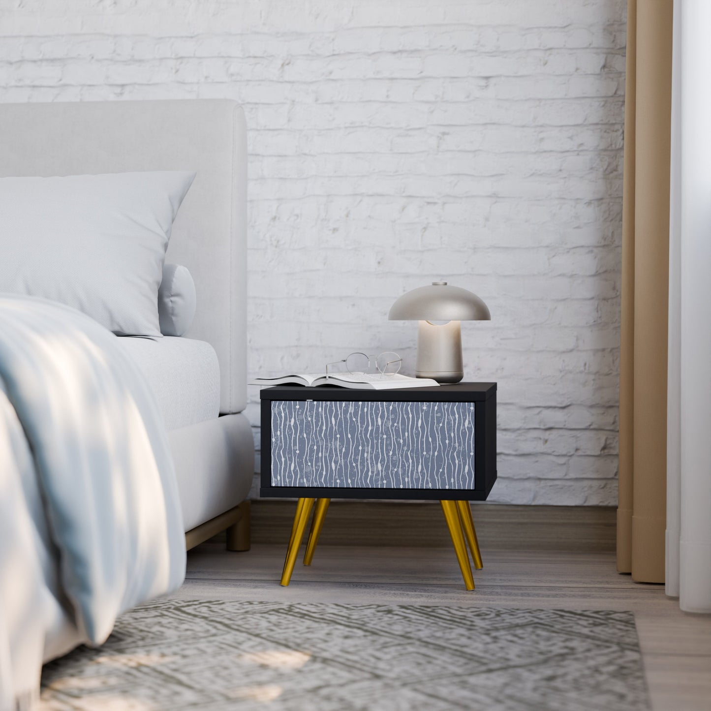 GRAPHITE RAIN Nightstand in Black Finish