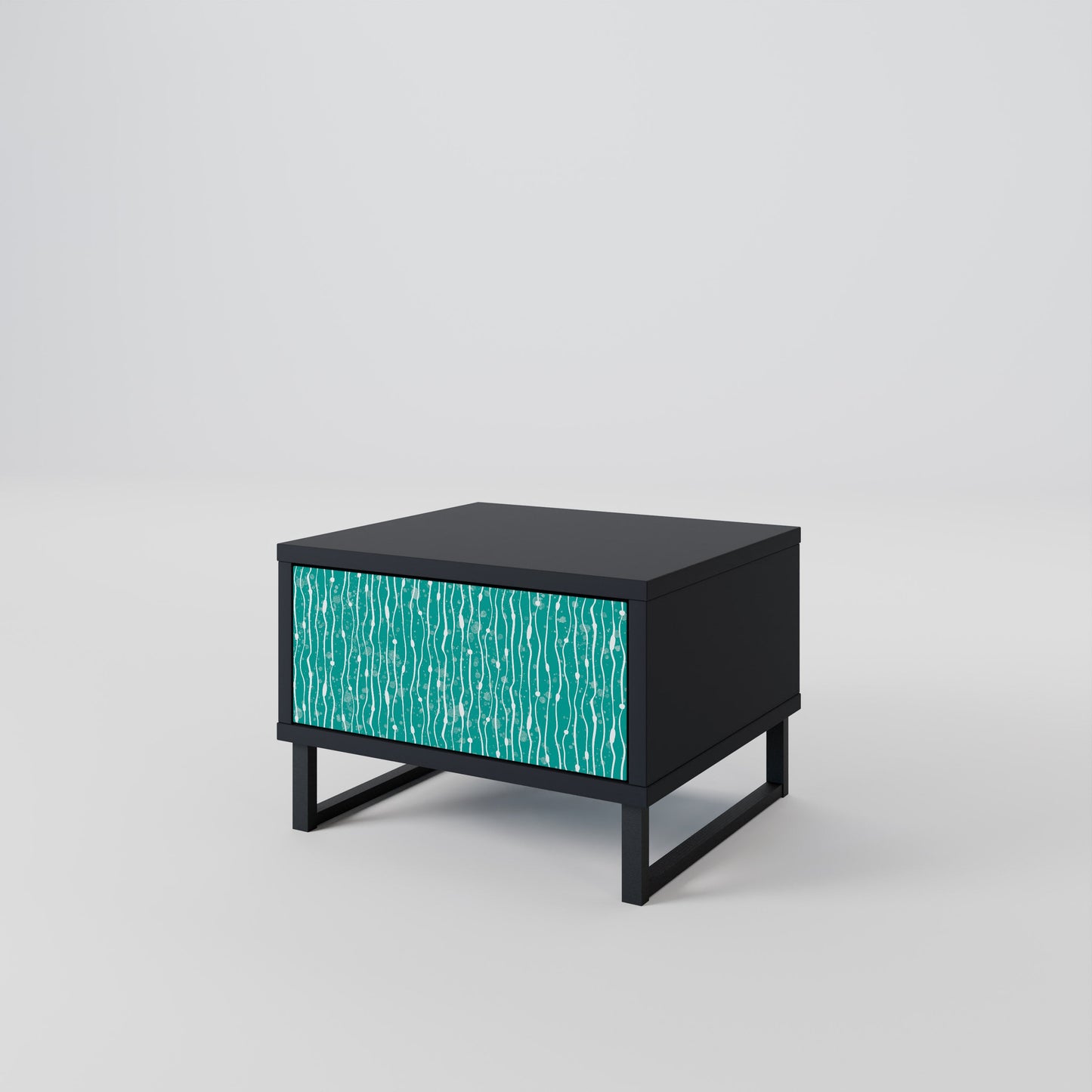 Comodino TURQUOISE RAIN in finitura nera