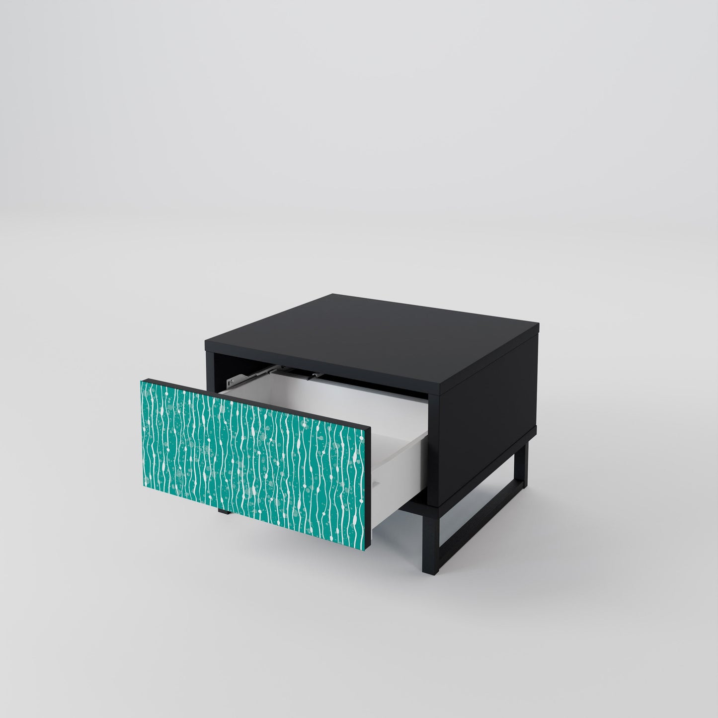 Comodino TURQUOISE RAIN in finitura nera
