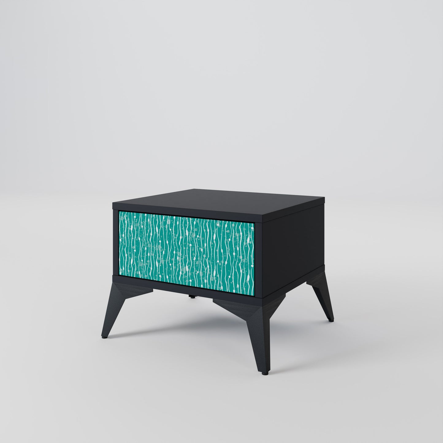 Comodino TURQUOISE RAIN in finitura nera