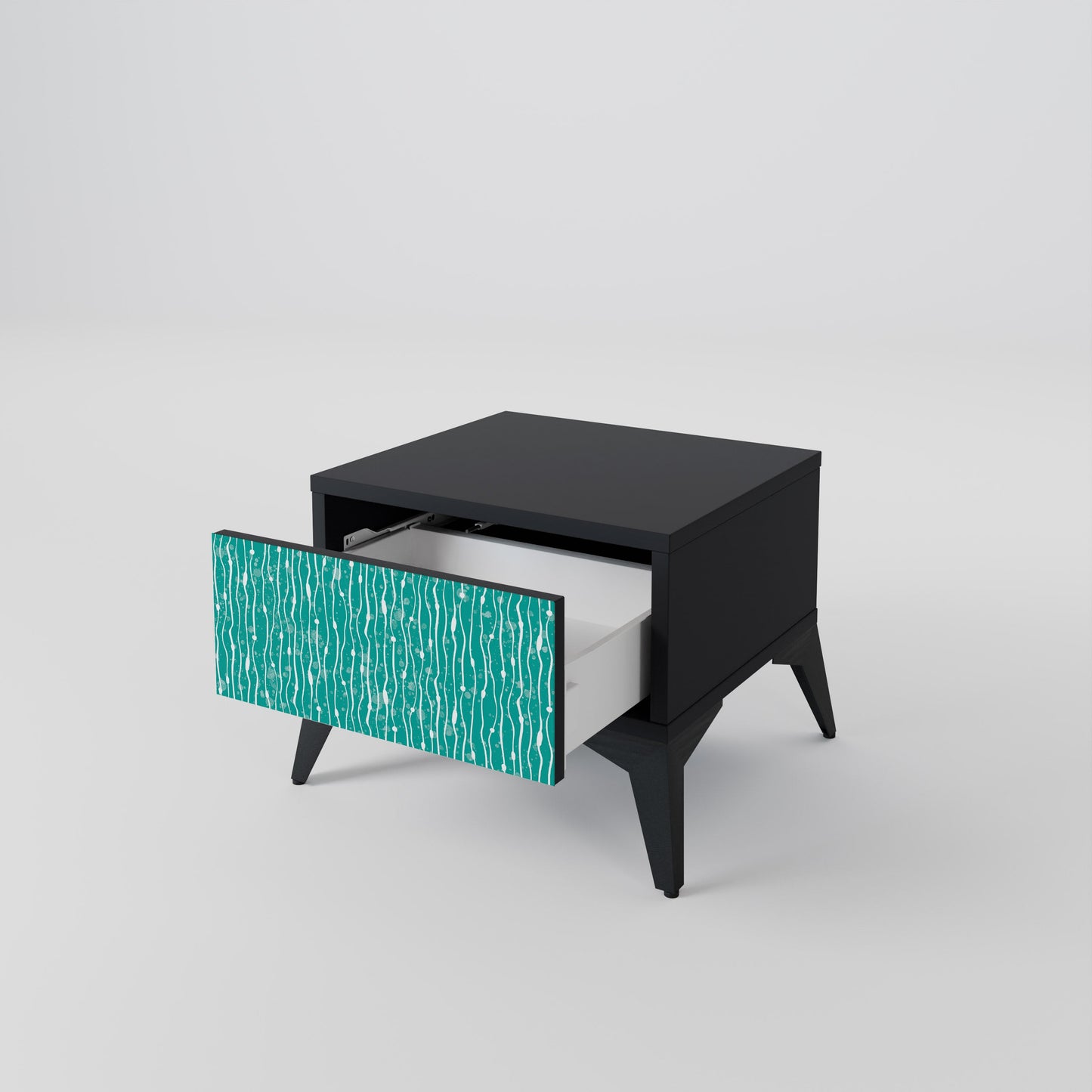 Comodino TURQUOISE RAIN in finitura nera