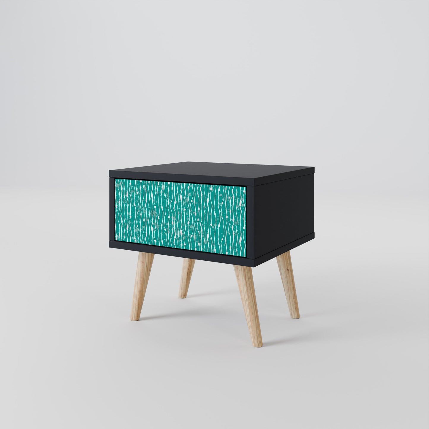 Comodino TURQUOISE RAIN in finitura nera
