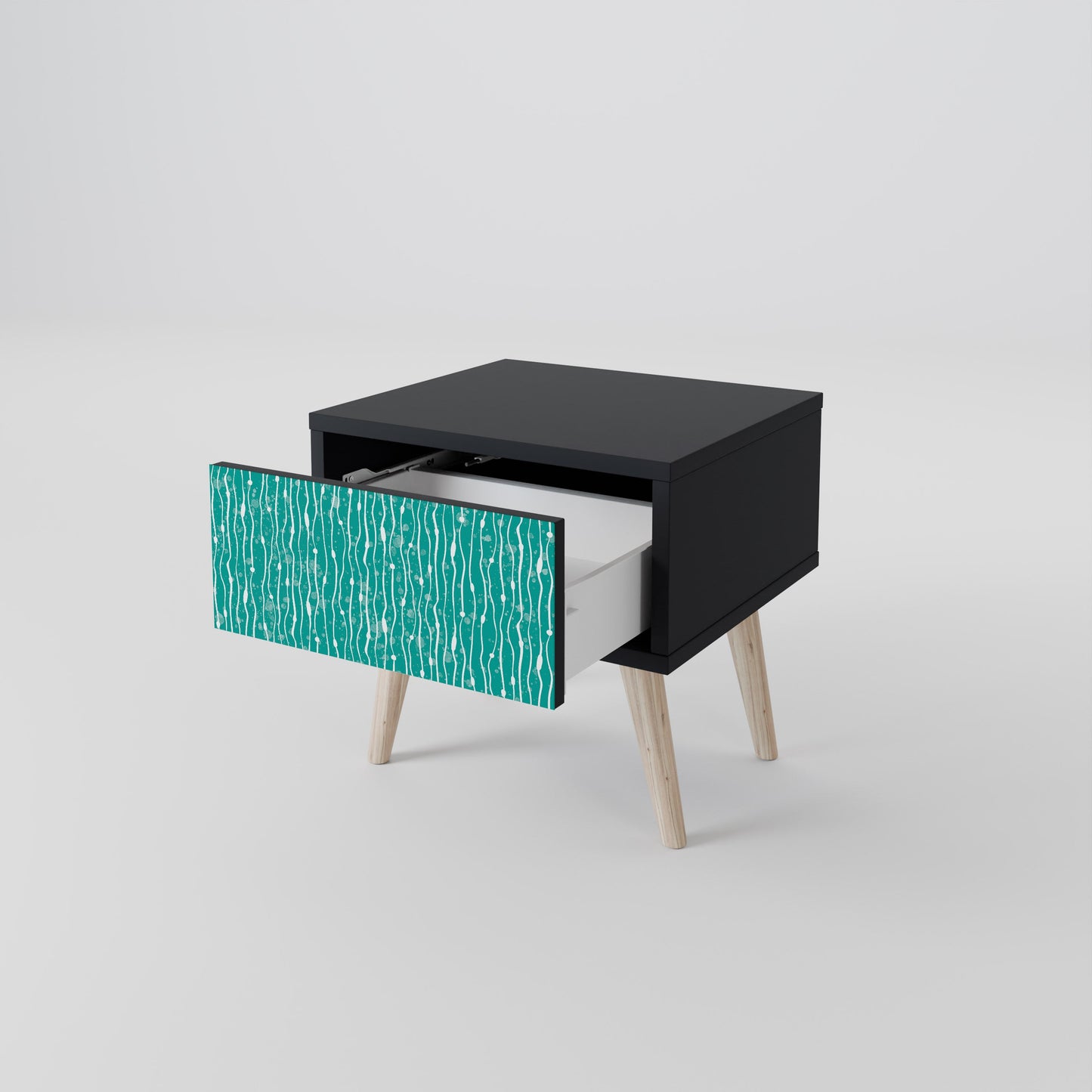 Comodino TURQUOISE RAIN in finitura nera
