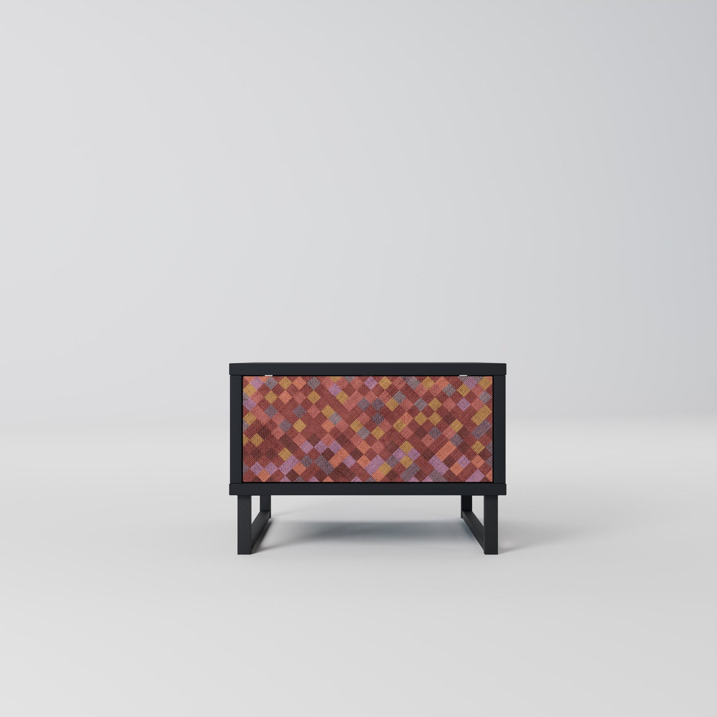 PAINTED SQUARES Nightstand in Black Finish