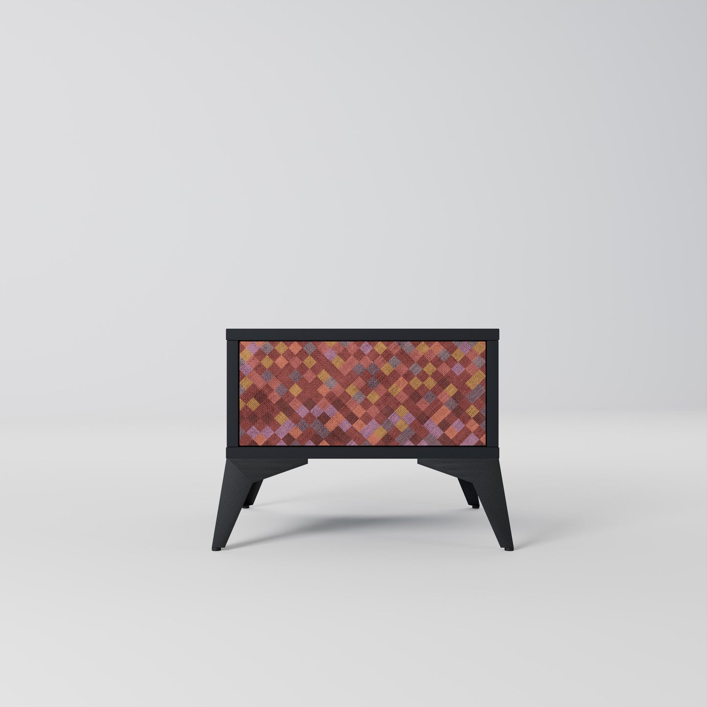 PAINTED SQUARES Nightstand in Black Finish
