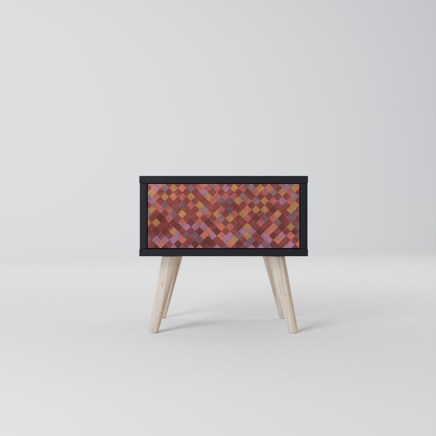 PAINTED SQUARES Nightstand in Black Finish