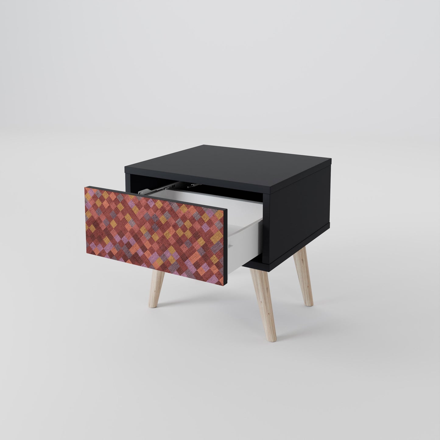 PAINTED SQUARES Nightstand in Black Finish