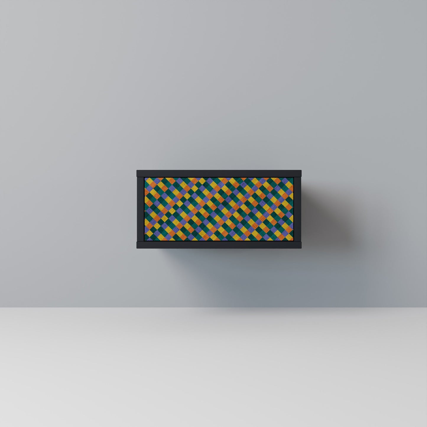 PAINTED SQUARES MIX Nightstand in Black Finish