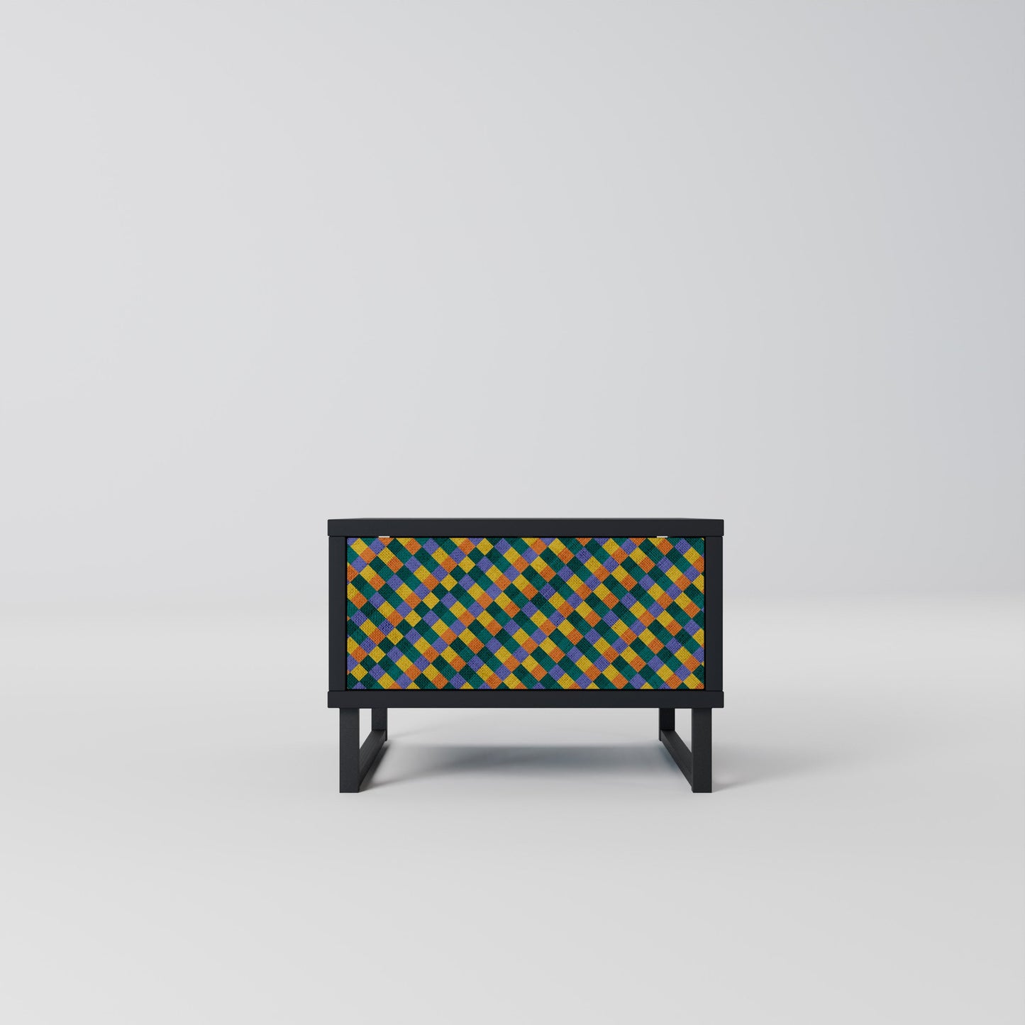 PAINTED SQUARES MIX Nightstand in Black Finish