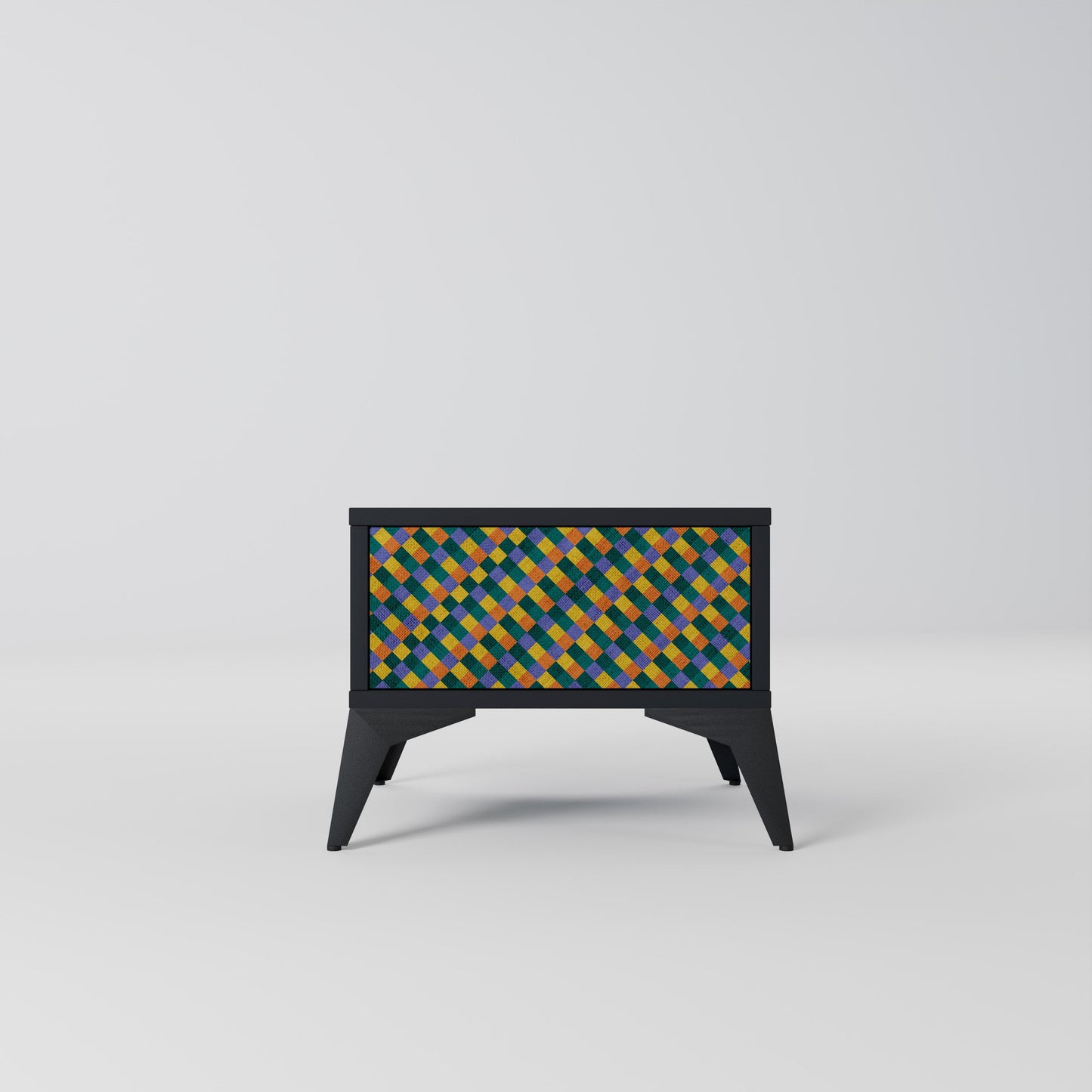 PAINTED SQUARES MIX Nightstand in Black Finish